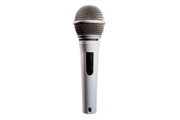 Modern silver microphone cut out on transparent background