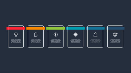 Rectangles infographic with 6 steps, options, parts or processes. Business data visualization.