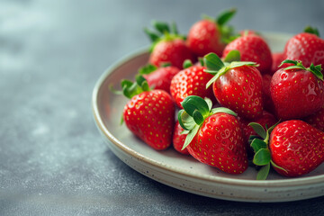 strawberries in a bowl. Fresh and strawberry. Fruits and berries for fitness. Wooden plate with red strawberry. design for fitness shop, food market, restaurant of cafe. Morning stack.