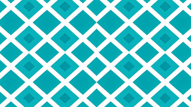 Turquoise and white diamond pattern geometric seamless wallpaper. endless decorative texture. green and white decorative element.