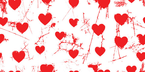 Vector Illustration. Seamless Pattern . Vintage Heart Background. Abstract endless pattern with grunge hearts. 