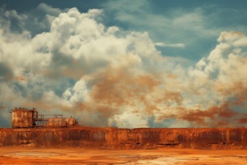 Rust sky with white cloud background
