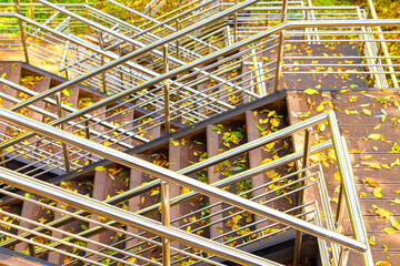 metal railings on the stairs in the park.