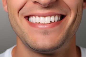 Fototapeta premium Young man showing healthy teeth