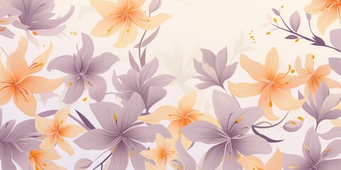 Fototapeta na wymiar Saffron pastel template of flower designs with leaves and petals 