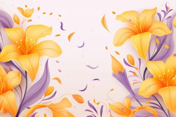 Fototapeta na wymiar Saffron pastel template of flower designs with leaves and petals 