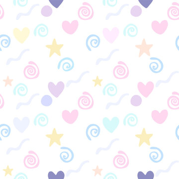 Light color soft cute seamless pattern with melody star heart flowers for kids wallpaper textile graphic design print paper 