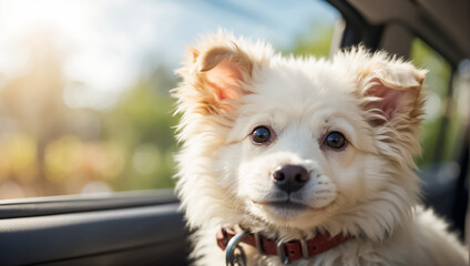 Cute dog in the car adorable