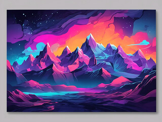 Abstract background night mountains,illustration,neon color abstract backgrounds