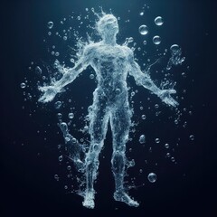 "Ethereal Water Figure: Innovative Aquatic Sculpture Art