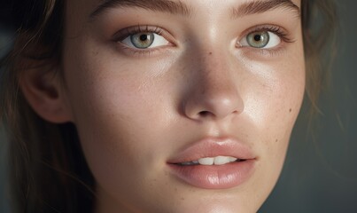 Fototapeta premium Close-up shot of pretty young model, skincare campaign concept.