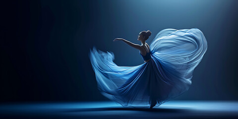 Uma fotografia dinâmica de uma performance de dança contemporânea, congelando um momento de movimento fluido e expressando a arte do corpo humano.