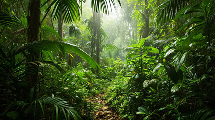 Lush rainforest showing rich biodiversity, AI Generated - Powered by Adobe