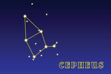 Fototapeta na wymiar Constellation Cepheus. Constellation Cepheus. The constellation of the Northern Hemisphere of the sky, having the shape of an irregular pentagon