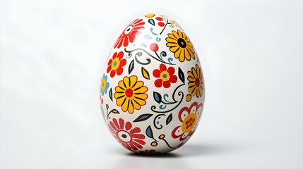 Hand Painted Easter Egg in multiple Colors on a white Background. Elegant Easter Template with Copy Space
