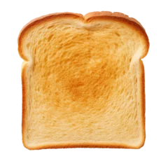 Foto op Plexiglas A slice of bread is cut out on a transparent background. Toasted slice of bread on a white background, suitable for insertion into a design or project. © AGSOL