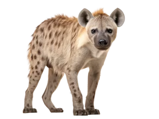 Wandcirkels aluminium a hyena standing on a white background © Mariana