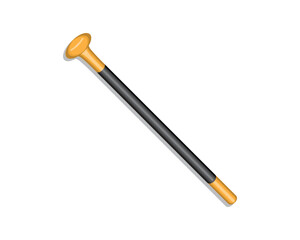 vector design cartoon illustration of a black stick with gold dots at the top and at the bottom which is usually used by magicians to perform magic tricks