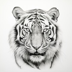 Pencil sketch nice royal bengal tiger image Generative AI