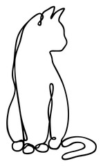 Cat Continuous Line Art