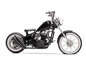 Fototapeta na wymiar Custom motorbike with a flat front tire