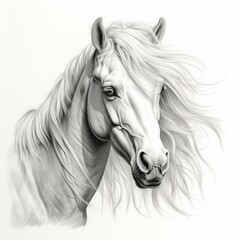 Obraz na płótnie Canvas Pencil sketch nice white horse images Generative AI