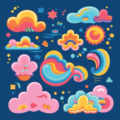 rainbow and clouds illustration vector
