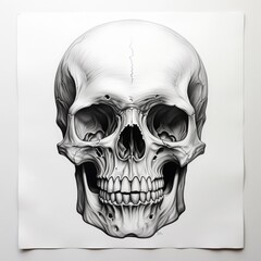 Fototapeta premium Pencil sketch nice white skull image Generative AI