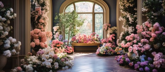 Fototapeta na wymiar Floral decor inside the house for VIPs.