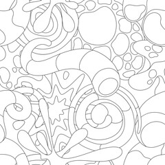 Pattern with abstract shapes. Cartoon cute trendy creative image.