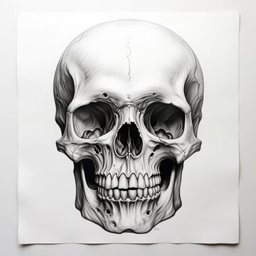 Pencil sketch nice white skull image Generative AI