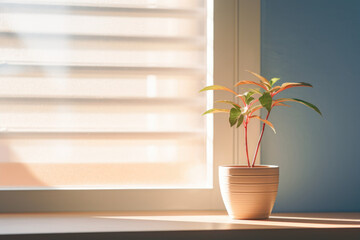 Single Potted Plant by Sunny Window
