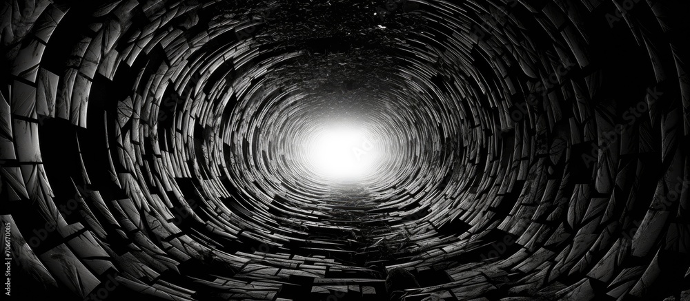 Poster computer generated rendering of an abstract intensity map with a black and white effect, resembling 