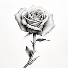 Pencil sketch rose flower beautiful bud image Generative AI