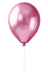 Pink metallic balloon isolated on transparent background. Generative ai.
