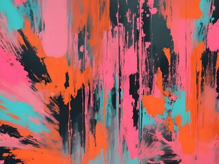 orange, blue and pink color paint brush art in background | orange, blue and pink abstract modern background for design, light color, sweet color, design color background