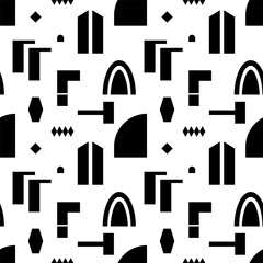 Abstract shapes backgrounds. Brutal contemporary black figure patterns. Geometric pattern in trendy retro brutalist style.
