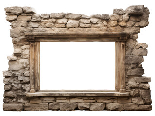 a stone wall with a window - Powered by Adobe
