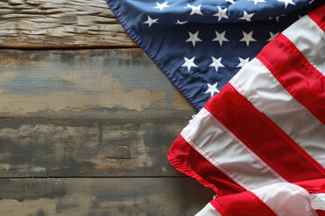 american flag on old wooden wall
