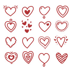  Set Hearts Shapes Icons Illustration.