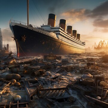 Water king titanic ship breaking image Generative AI