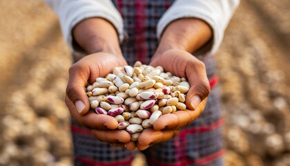 Freshly Harvested Beans in Farmer's Hand