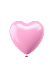 pink metallic heart-shaped balloon isolated on transparent background. Generative ai.