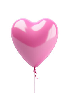 pink metallic heart-shaped balloon isolated on transparent background. Generative ai.