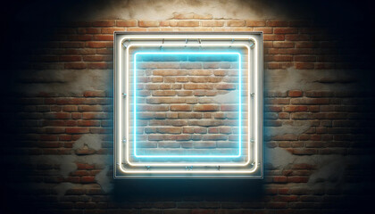 blank neon sign on a brick wall, generativa AI