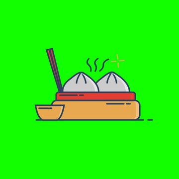 Dim Sum : Illustrazione Vettoriale Animata su Sfondo Verde