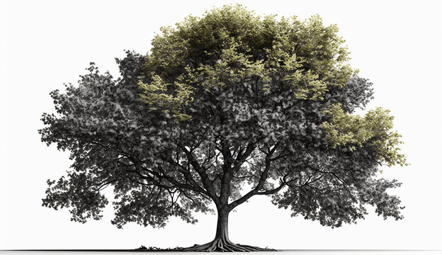 Black ash tree isolated white background AI Generated image
