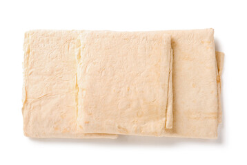 Fresh thin lavash on white background
