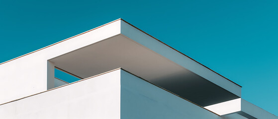 Uma fotografia que mostra as linhas limpas e o design minimalista de uma obra-prima da arquitetura modernista, enfatizando a funcionalidade e simplicidade