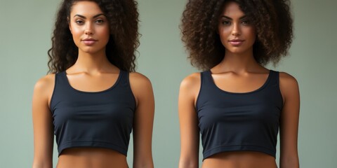 Black Woman in Sports Bra and Shorts Athletic Attire for Active and Generative AI